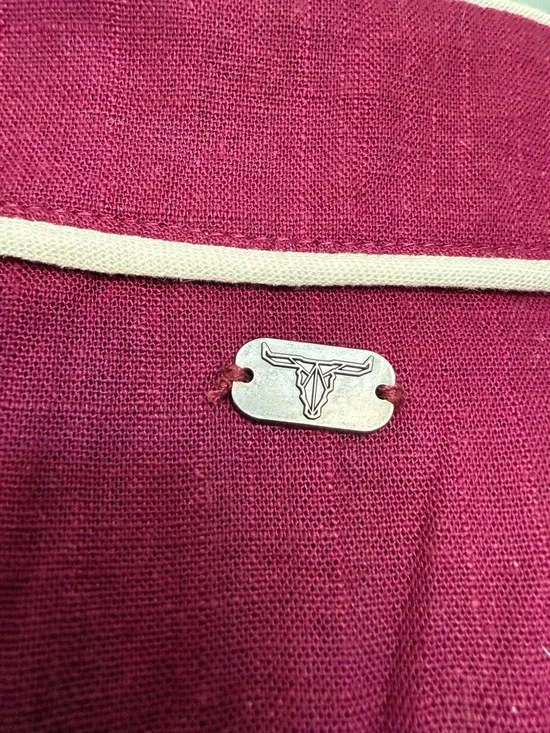 Lucky & Blessed Maroon Midi Skirt with White Western Accents - Picture 6 of 7